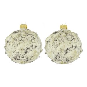 Dagmara kerstbal – glas – set van 2 – met een onregelmatig textuureffe Dagmara kerstbal – glas – set van 2 – met een onregelmatig textuureffe
