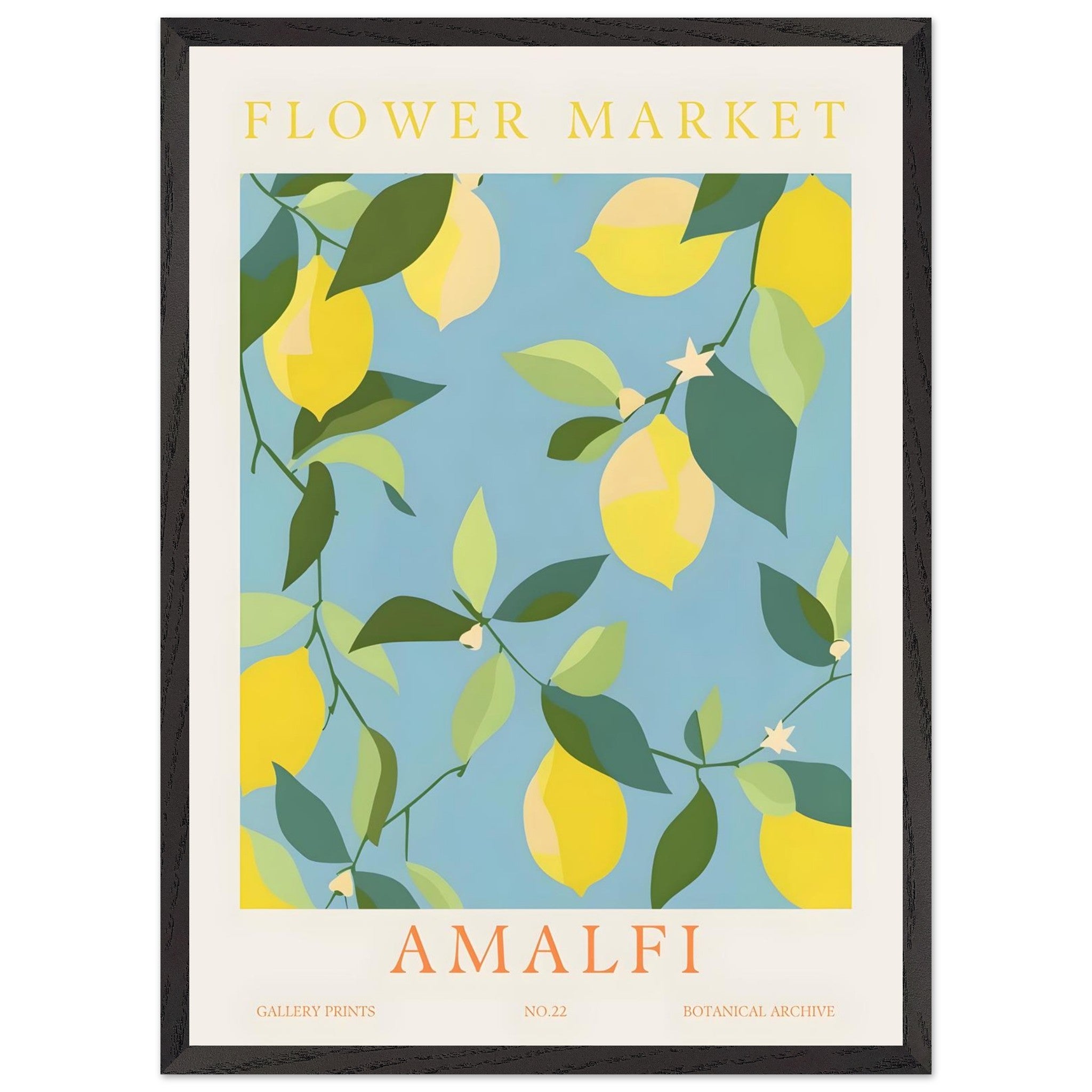 Artfulprints Poster met Lijst Flower market - Amalfi - 50x70 cm - Meer