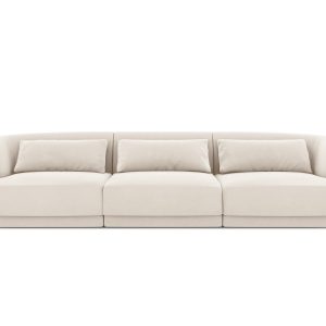 Cosmopolitan Design Bank Tulum 3-zits, flueel, lichtbeige – 90x255x70c