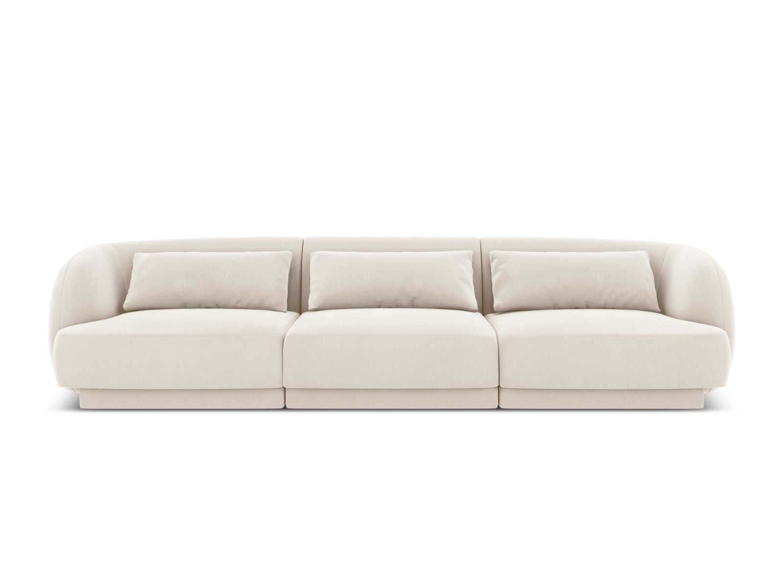 Cosmopolitan Design Bank Tulum 3-zits, flueel, lichtbeige - 90x255x70c