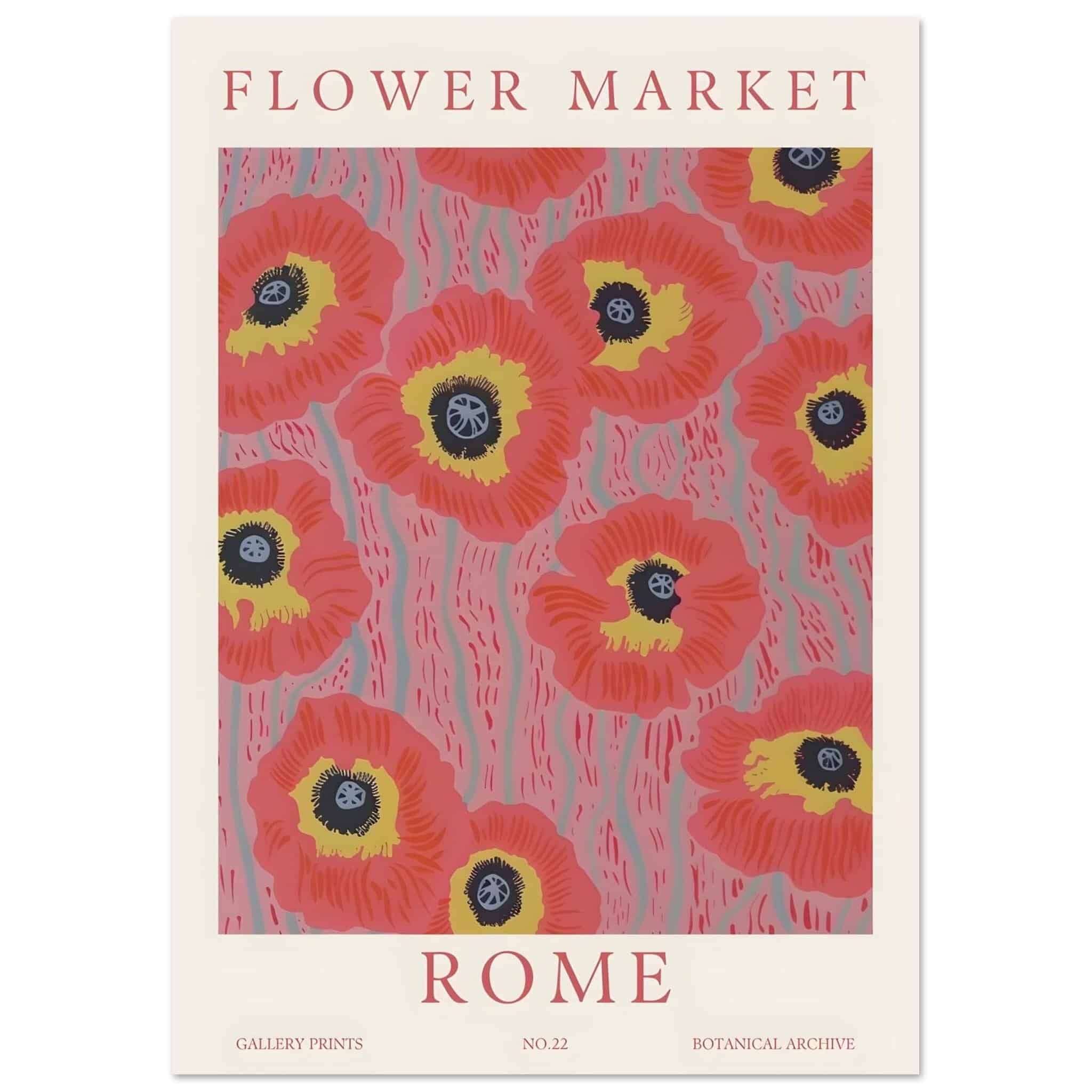 Artfulprints Poster Flower market - Rome - A4 21x29.7 cm - Roze