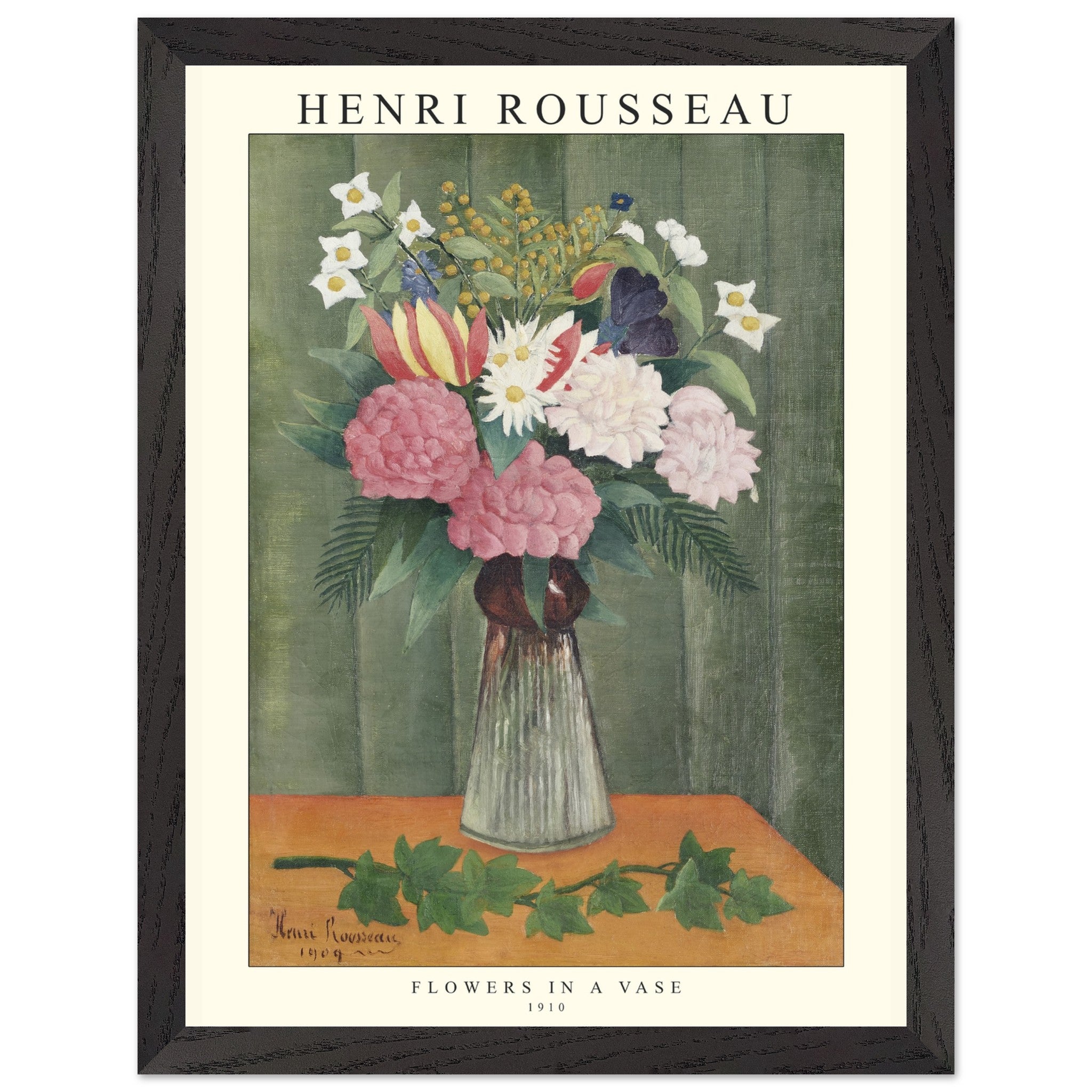 Artfulprints Poster met Lijst Henri Rousseau - Flowers in a vase - 30x
