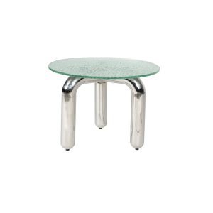 Dutchbone Marly Bijzettafel Rond 60 cm Glas/Chroom – Zilver