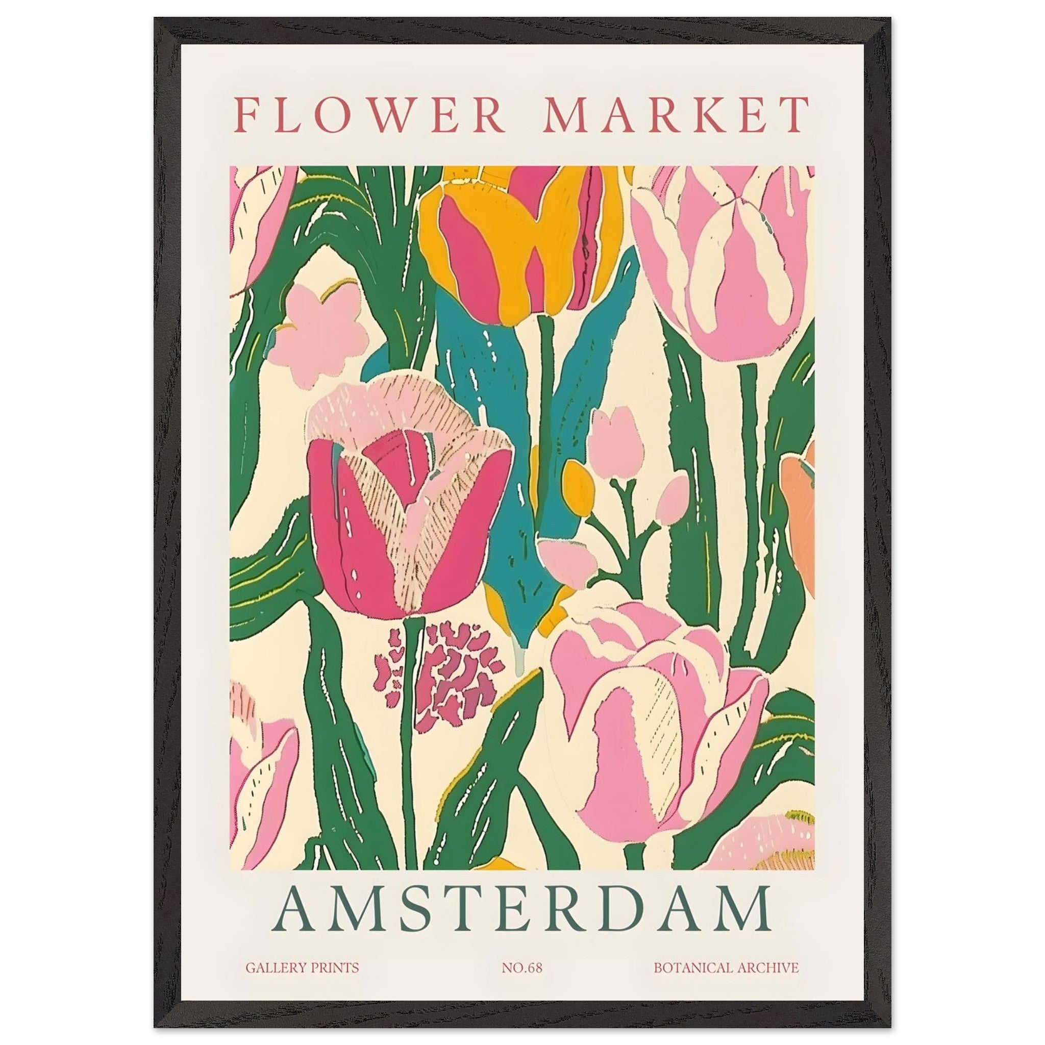 Artfulprints Poster met Lijst Flower market - Amsterdam II - 50x70 cm