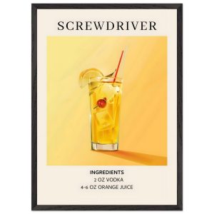 Artfulprints Poster met Lijst Screwdriver cocktail – Ingrediënten – 50 Artfulprints Poster met Lijst Screwdriver cocktail – Ingrediënten – 50