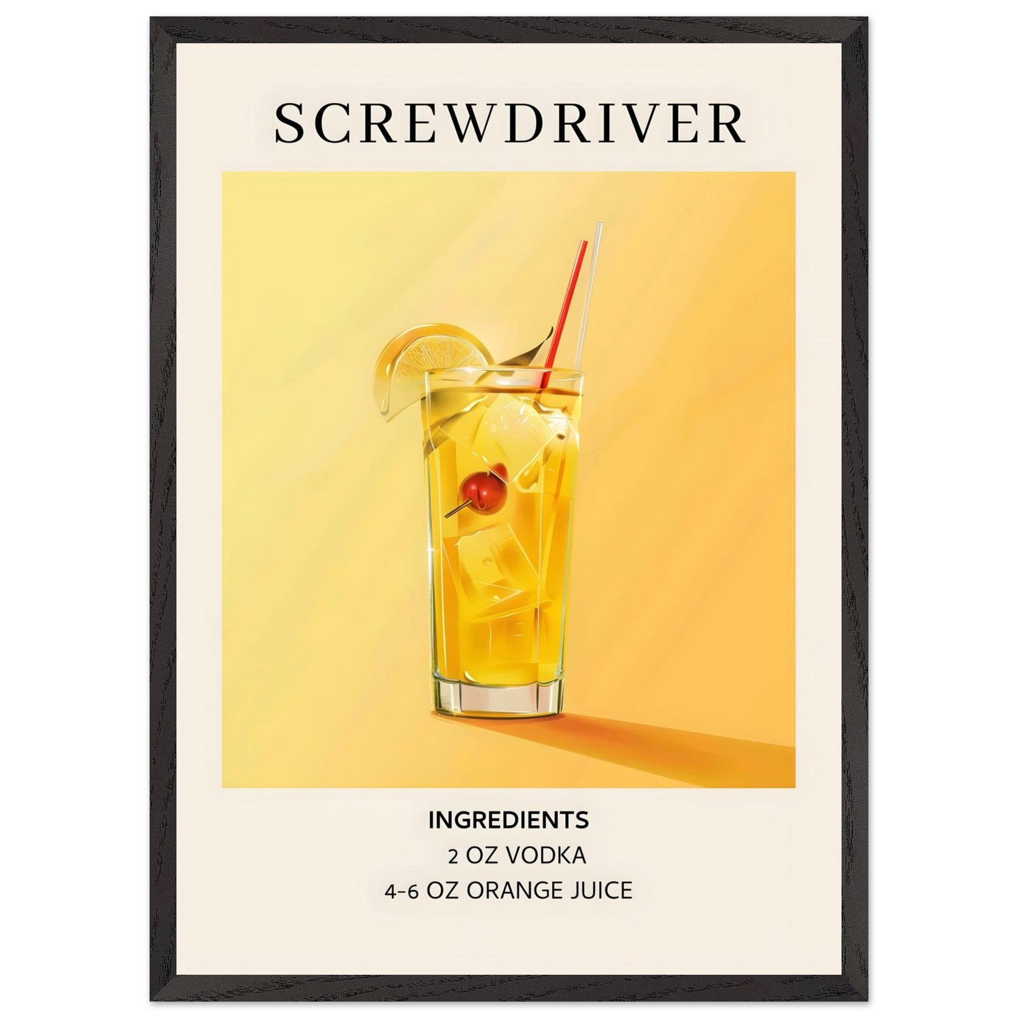 Artfulprints Poster met Lijst Screwdriver cocktail - Ingrediënten - 50