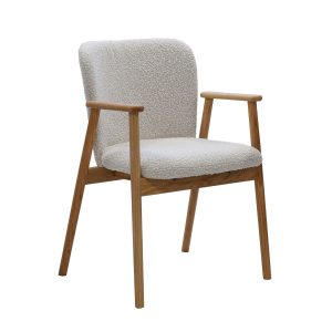 DÉJA Living Eetkamerstoel Lena – Eikenhout/Polyester – Beige – Set van
