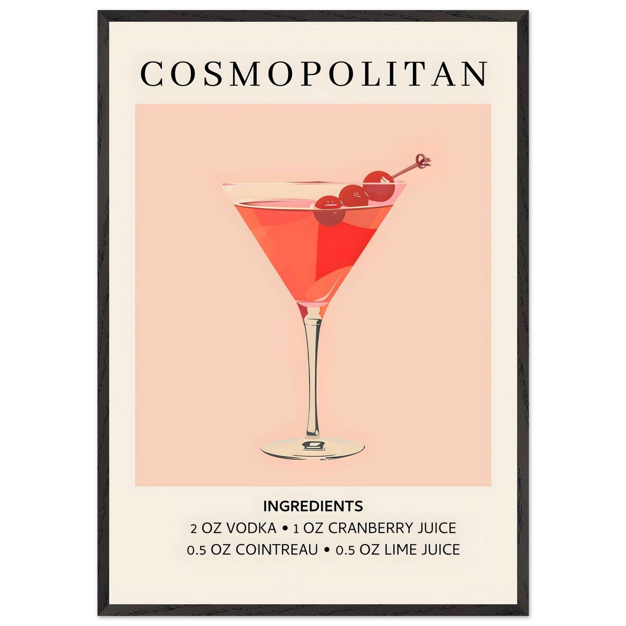 Artfulprints Poster met Lijst Cosmopolitan cocktail - Ingrediënten - 7