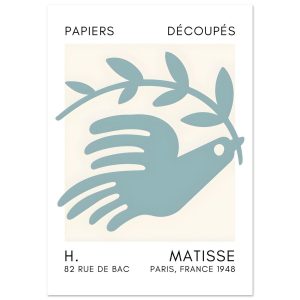 Artfulprints Poster Matisse – Peace dove turquoise – A4 21×29.7 cm – T