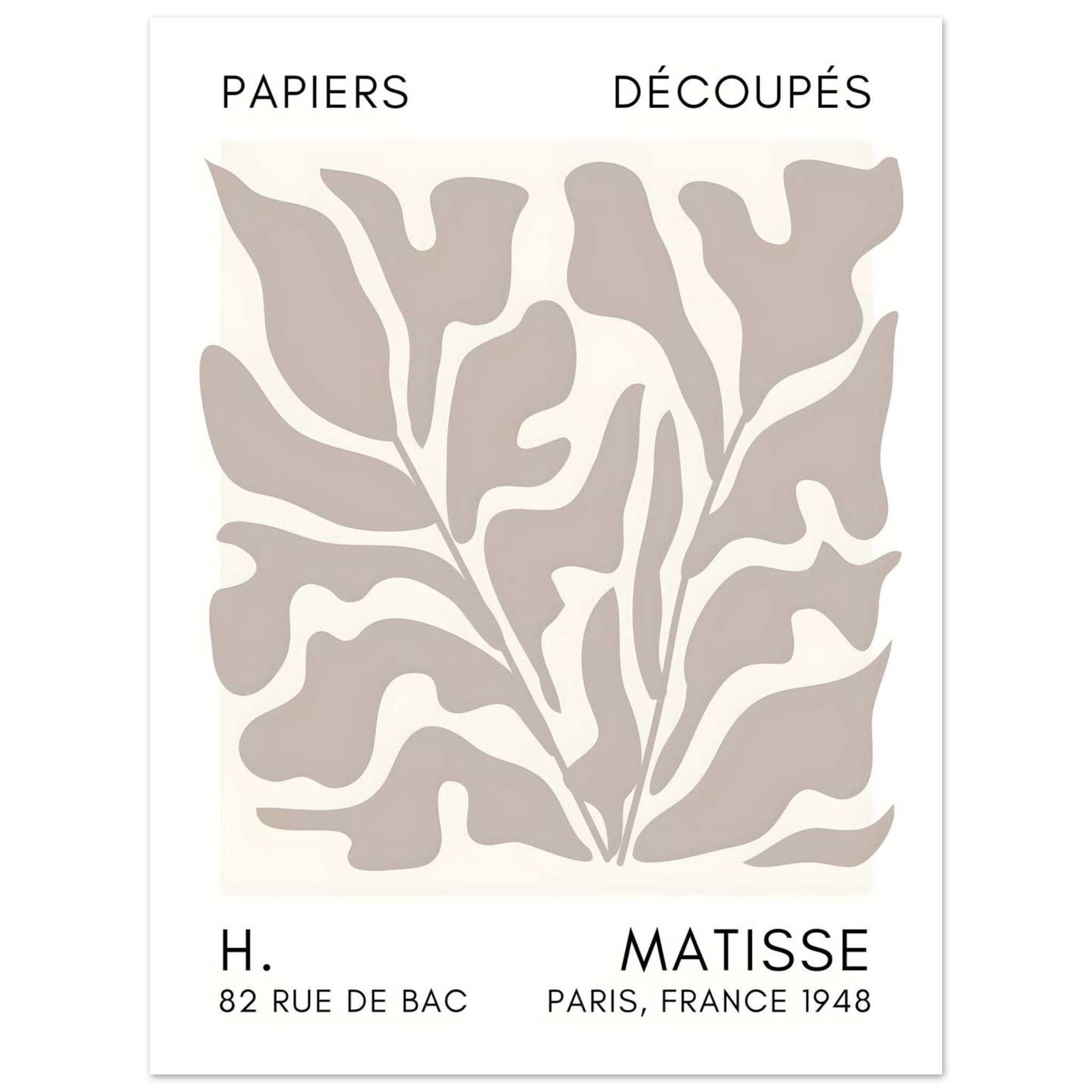 Artfulprints Poster Matisse – Seabed shapes grey - 30x40 cm - Grijs