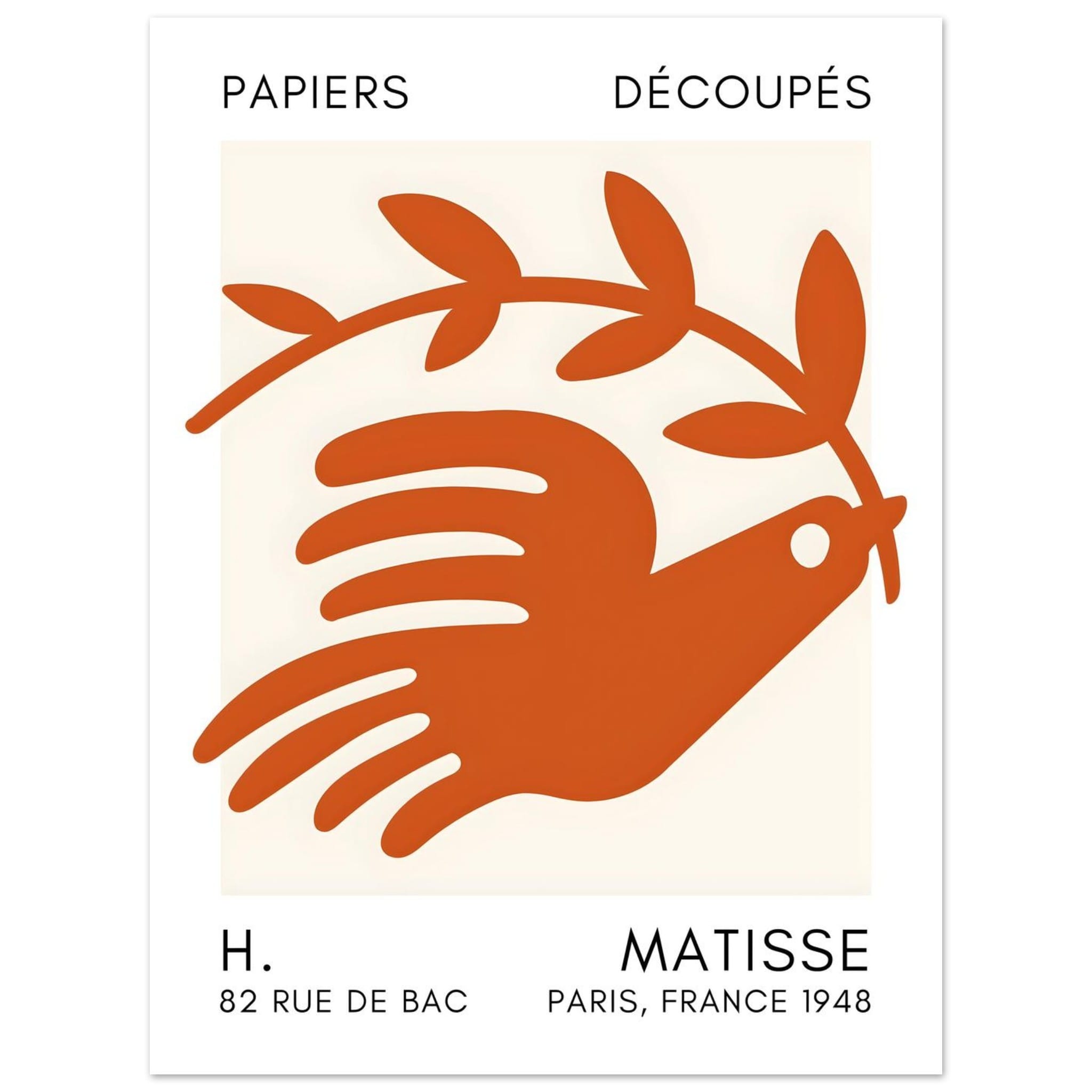 Artfulprints Poster Matisse – Peace dove orange - 30x40 cm - Oranje