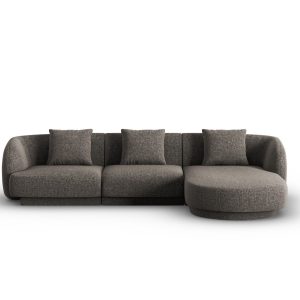 Cosmopolitan Design rechter hoekbank Tulum 4-zits, chenille, grijs – 1 Cosmopolitan Design rechter hoekbank Tulum 4-zits, chenille, grijs – 1