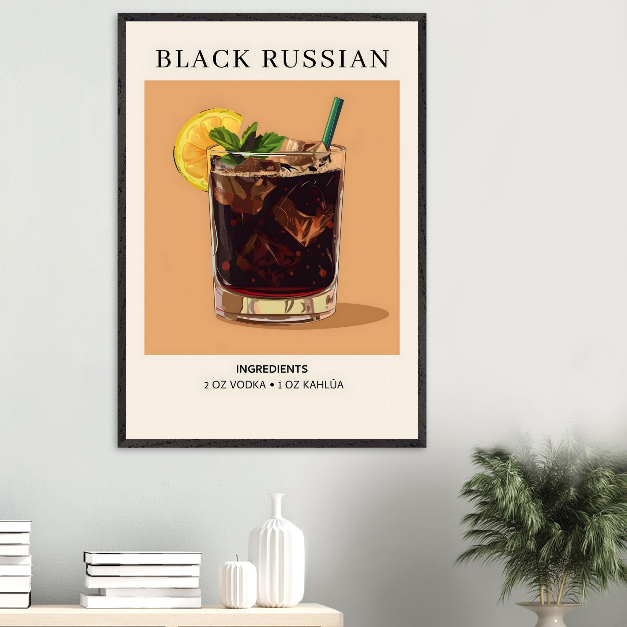 Artfulprints Poster Black Russian cocktail - Ingrediënten - 70x100 cm