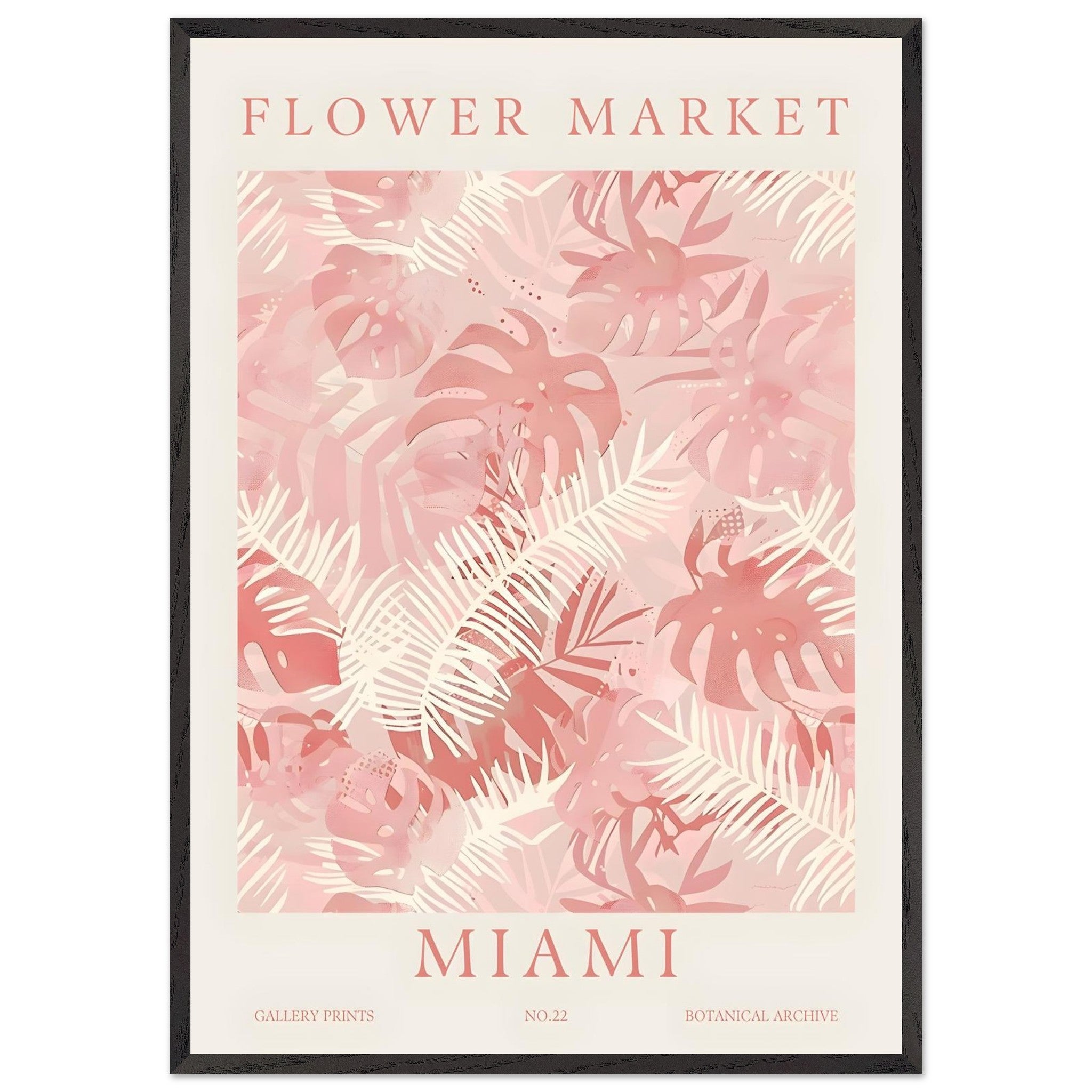Artfulprints Poster met Lijst Flower market - Miami - 70x100 cm - Roze
