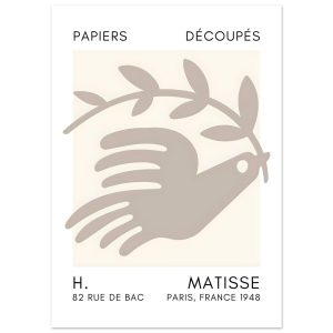 Artfulprints Poster Matisse – Peace dove grey – 50×70 cm – Grijs Artfulprints Poster Matisse – Peace dove grey – 50×70 cm – Grijs