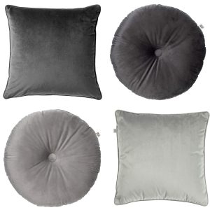 KUSSENSET – 4-delig – Velvet Shapes – 45×45 cm en Ø38 cm – inclusief b
