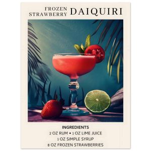 Artfulprints Poster Frozen Strawberry Daiquiri cocktail – Ingrediënten Artfulprints Poster Frozen Strawberry Daiquiri cocktail – Ingrediënten