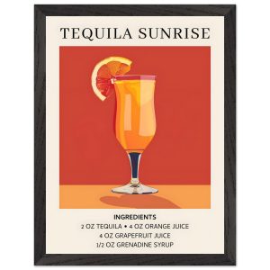 Artfulprints Poster met Lijst Tequila Sunrise cocktail – Ingrediënten Artfulprints Poster met Lijst Tequila Sunrise cocktail – Ingrediënten