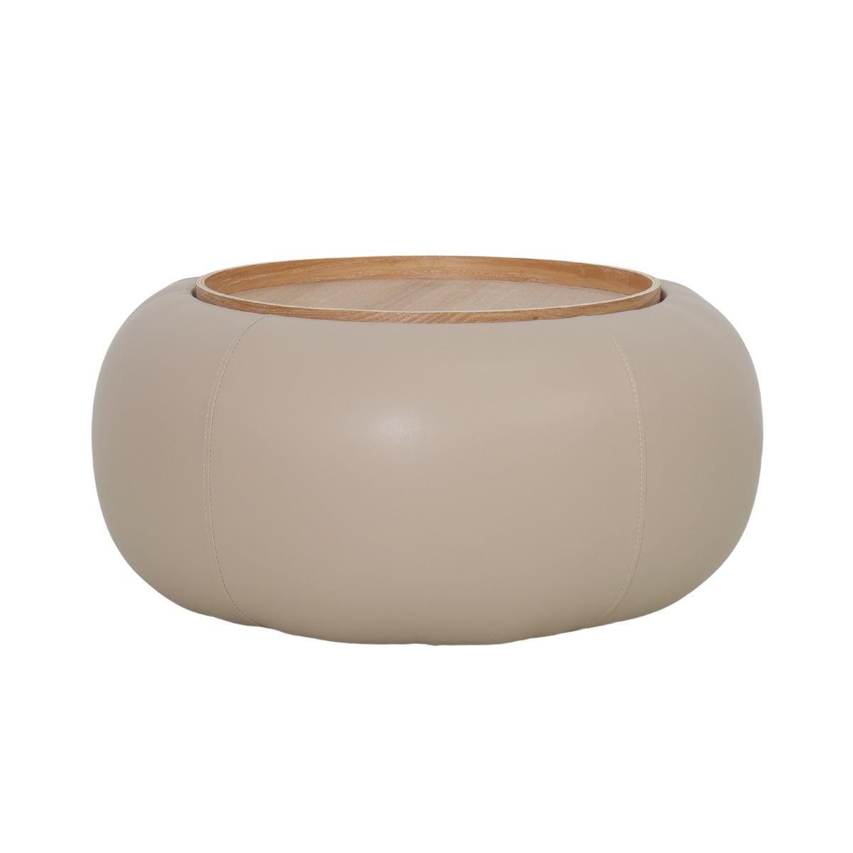 DÉJA Living Salontafel Draby - Rond Taupe/Naturel - Incl. Opbergruimte