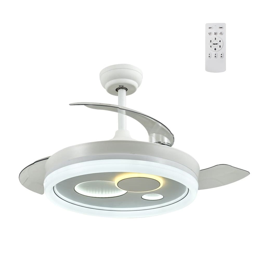 CristalRecord plafondventilator Naira - 1 lichts - 107 x 44 cm - wit