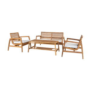 Artichok Tristan houten tuin loungeset naturel 4delig – met zitkussens Artichok Tristan houten tuin loungeset naturel 4delig – met zitkussens