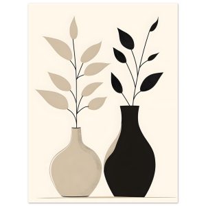 Artfulprints Poster Boho – Dual vase – 30×40 cm – Zwart / Wit Artfulprints Poster Boho – Dual vase – 30×40 cm – Zwart / Wit