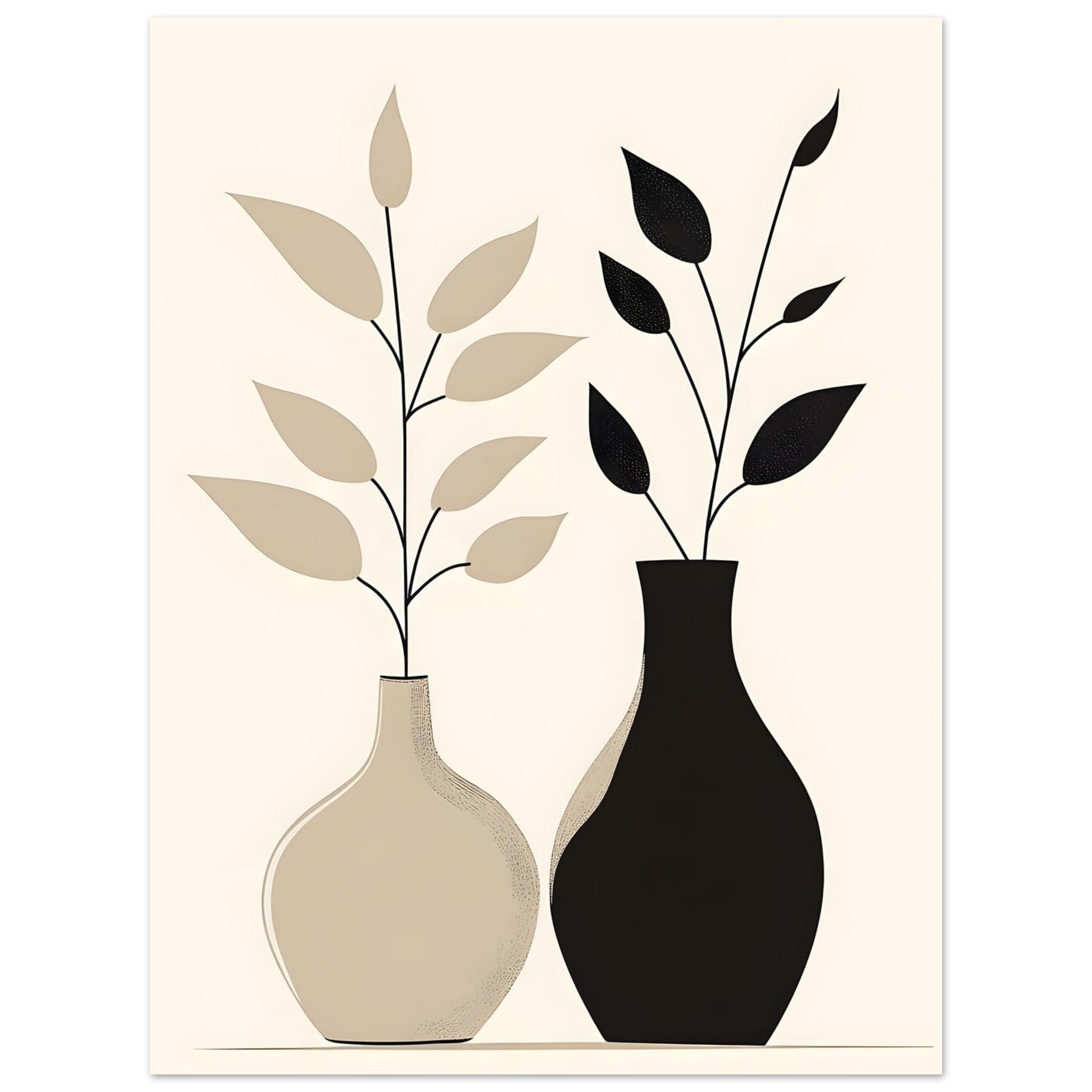 Artfulprints Poster Boho – Dual vase - 30x40 cm - Zwart / Wit