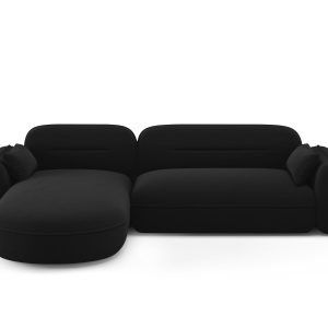 Cosmopolitan Design Modulaire hoekbank links Sydney 4-zits, flueel, zw Cosmopolitan Design Modulaire hoekbank links Sydney 4-zits, flueel, zw