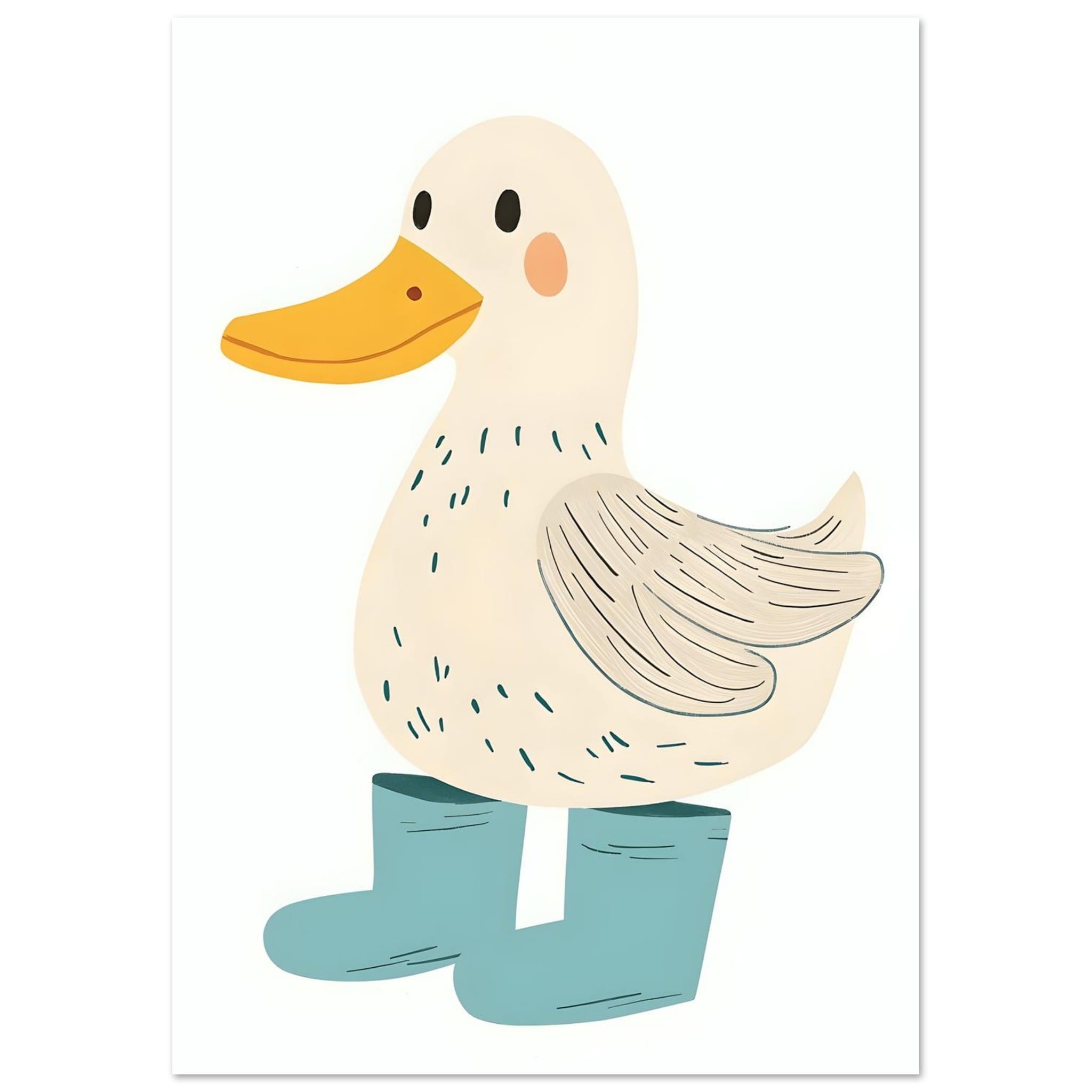 Artfulprints Lieve eend op regenlaarzen poster A4 21x29.7 cm