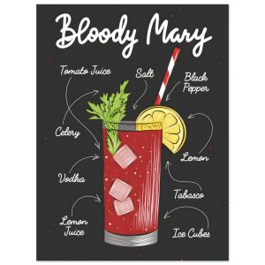 Artfulprints Bloody Mary cocktail – Illustratie poster 30×40 cm Artfulprints Bloody Mary cocktail – Illustratie poster 30×40 cm
