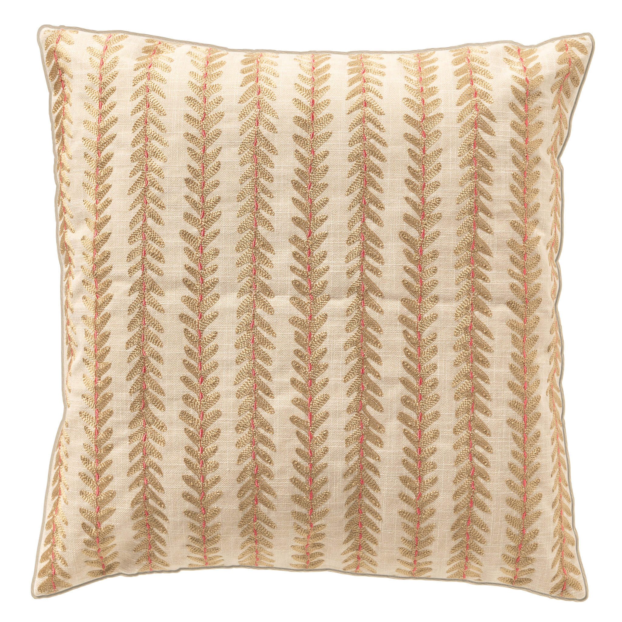 ZILA - kussenhoes 45x45 cm - bladmotief - Almond Buff - bruin, beige