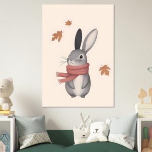 Artfulprints Konijn met sjaal poster 70×100 cm Artfulprints Konijn met sjaal poster 70×100 cm