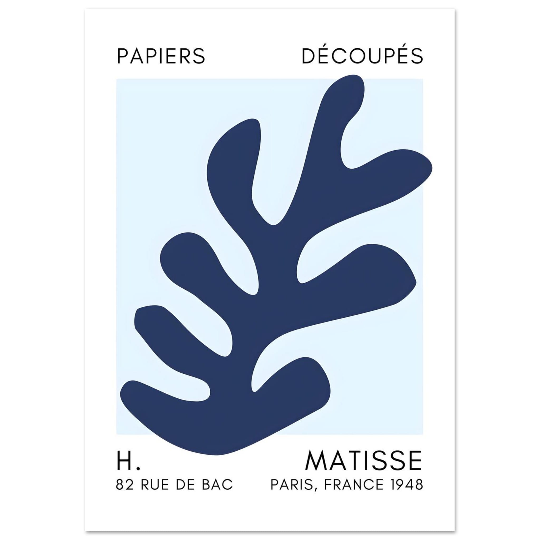 Artfulprints Poster Matisse – Ocean petals navy blue I - A4 21x29.7 cm