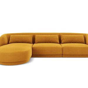 Cosmopolitan Design linker hoekbank Tulum 4-zits, flueel, geel – 156×2 Cosmopolitan Design linker hoekbank Tulum 4-zits, flueel, geel – 156×2