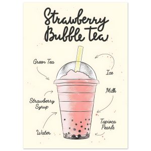 Artfulprints Strawberry Bubble Tea – Ingrediënten poster 50×70 cm Artfulprints Strawberry Bubble Tea – Ingrediënten poster 50×70 cm