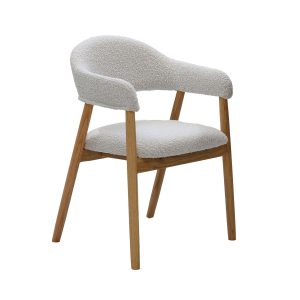 DÉJA Living Eetkamerstoel Noémi – Eikenhout/Polyester – Beige – Set va DÉJA Living Eetkamerstoel Noémi – Eikenhout/Polyester – Beige – Set va