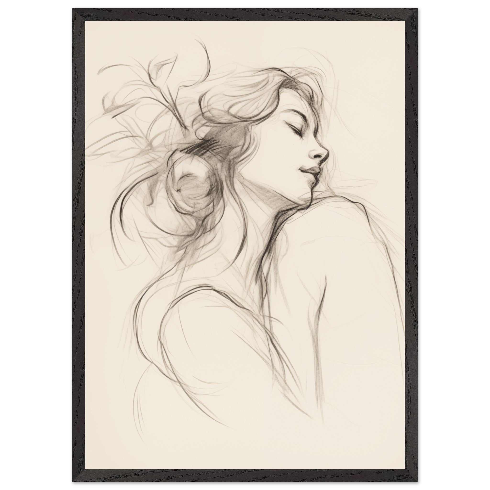 Artfulprints Poster met Lijst Abstract - Whispers of her - 50x70 cm -