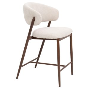 DÉJA Living Barstoel Skive – Beige/Walnoot – Zithoogte 67cm – Set van DÉJA Living Barstoel Skive – Beige/Walnoot – Zithoogte 67cm – Set van