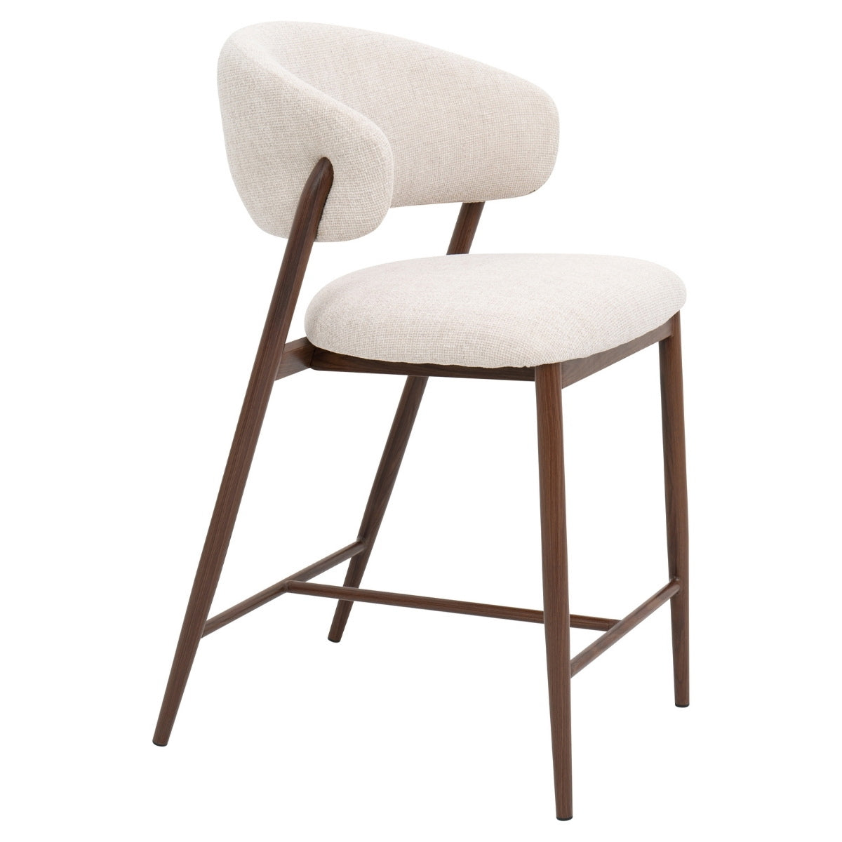 DÉJA Living Barstoel Skive - Beige/Walnoot - Zithoogte 67cm - Set van
