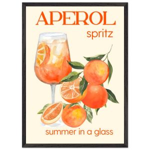 Artfulprints Poster met Lijst Aperol Spritz – Summer in a glass – 50×7