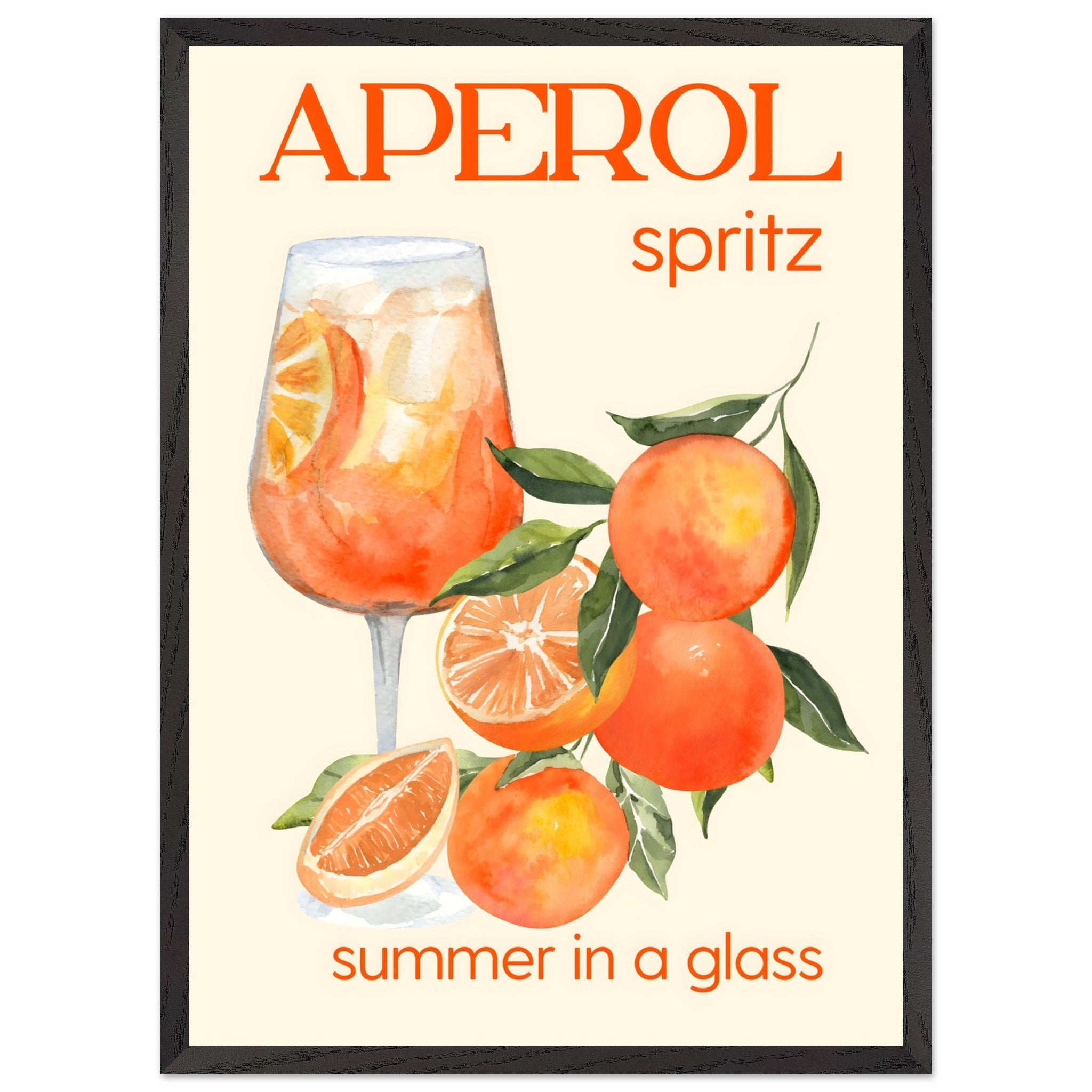 Artfulprints Poster met Lijst Aperol Spritz - Summer in a glass - 50x7
