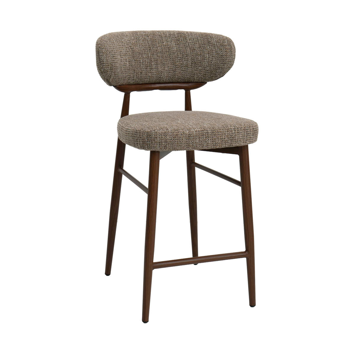 DÉJA Living Barstoel Milan - Taupe/Walnoot - Zithoogte 65cm - Set van