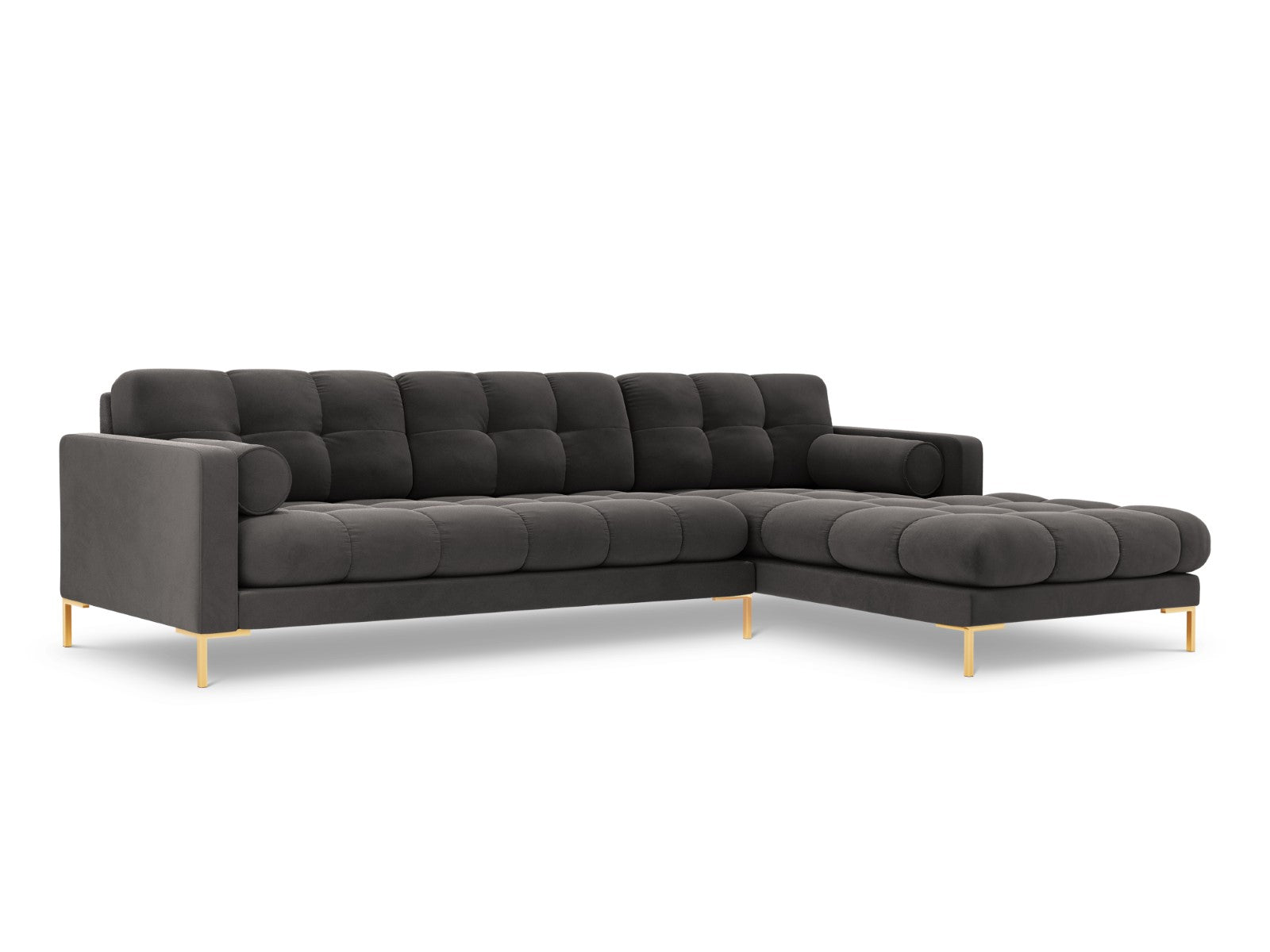 Cosmopolitan Design rechter hoekbank Bali 5-zits, flueel, donkergrijs