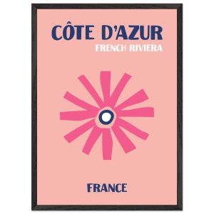 Artfulprints Poster met Lijst Frankrijk – Cote d'Azur – 50×70 cm – Roz