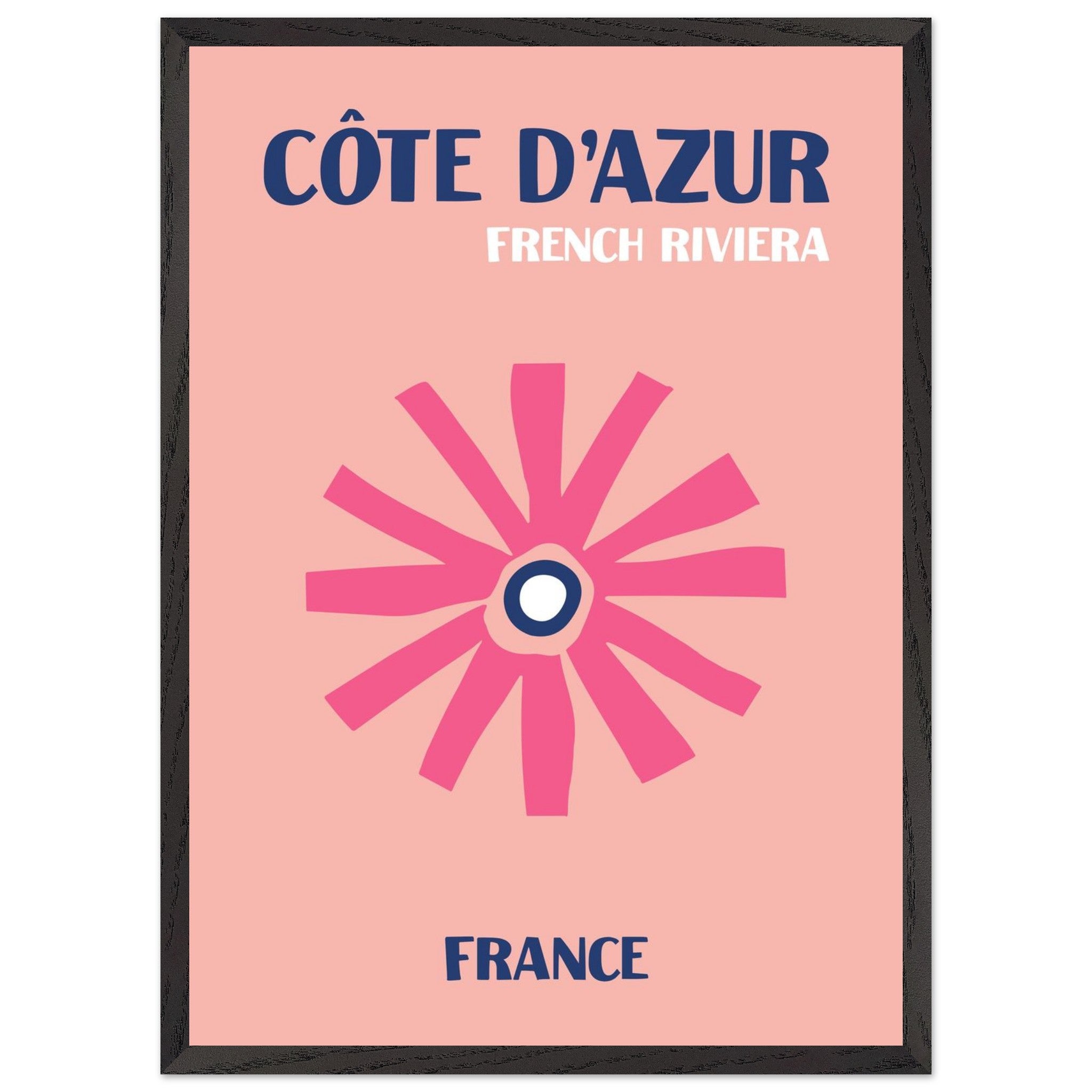 Artfulprints Poster met Lijst Frankrijk - Cote d'Azur - 50x70 cm - Roz