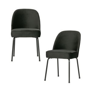 WOOOD eetkamerstoelen Vogue- Fluweel Zwart – Set van 2