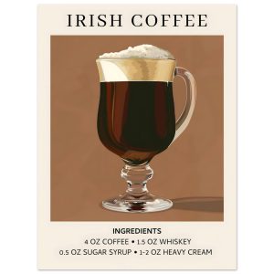 Artfulprints Poster Irish Coffee – Ingrediënten – 30×40 cm – Bruin Artfulprints Poster Irish Coffee – Ingrediënten – 30×40 cm – Bruin