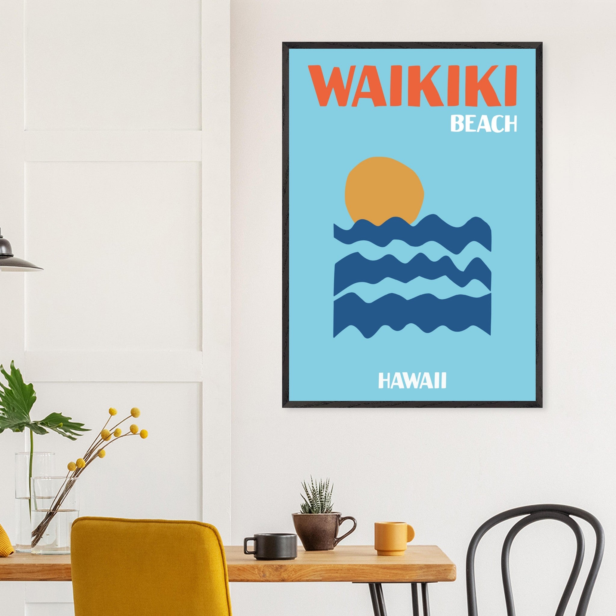 Artfulprints Poster Hawaii - Waikiki Beach - 70x100 cm - Blauw
