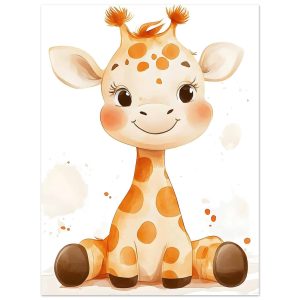 Artfulprints Poster Schattige baby giraffe – 30×40 cm – Geel