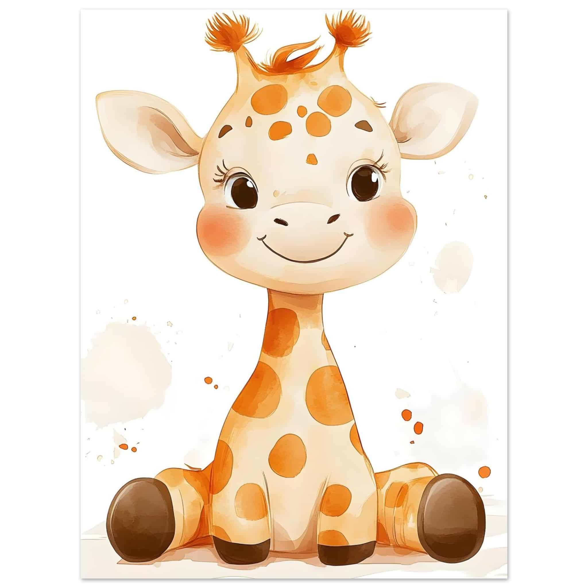 Artfulprints Poster Schattige baby giraffe - 30x40 cm - Geel